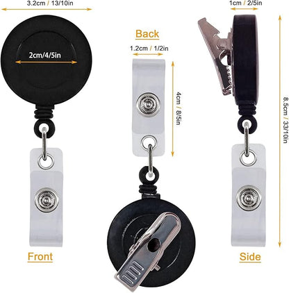 10 Pack Retractable ID Badge Holder Reels with Swivel Alligator Clip Bulk Pack Premium Badgei14Blacki14