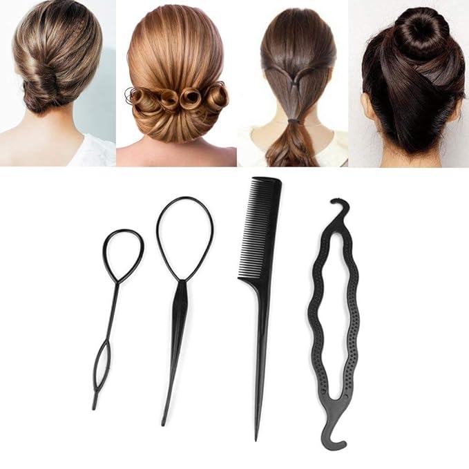 4 Pcs Hair Twist Styling Clip Stick Bun Maker Braid Tool Comb Hair Accessories