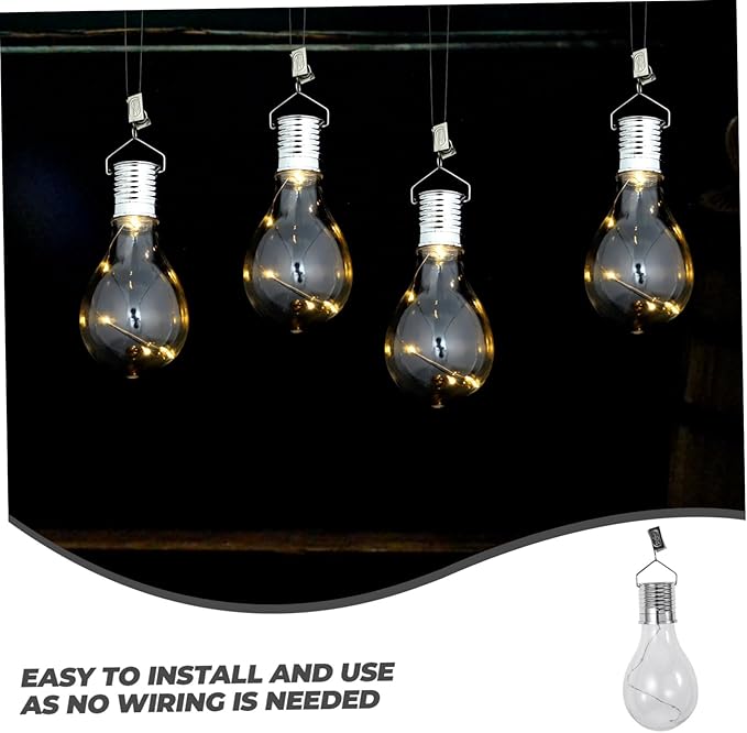 DOITOOL Solar Hanging Light Bulb Rotatable Outdoor Led Lamp with Transparent Shell Warm White Light for Garden Patio and Camping Low Power Consumption Hours Usage