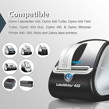 BETCKEY - Compatible DYMO 30256 (2-516" x 4") Shipping Labels, Perforated, Compatible with DYMO Labelwriter 450, 4XL, NOT FIT 550  5XL 10 Rolls3000 Labels