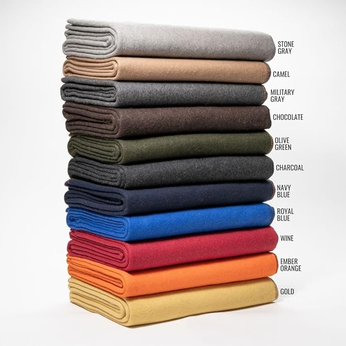 Arcturus Military Wool Blanket - Warm, Thick, Washable - Great for Outdoors, Camping, Stadium Blanket, Picnics, Travel - Car  Bushcraft Survival Kits, Large 64in x 88in 4.5 lb