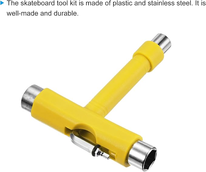 PATIKIL All-in-One Skate Tool, Multi-Function Portable Skateboard Tool T Tool Wrench with L-Type Cross Head Screwdriver