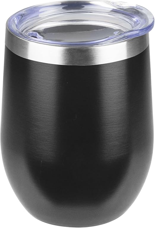 StarSpeed 12oz Wine Tumbler with lid, Stainless Steel Travel Mugs Stemless Double Wall Insulated Coffee Cup, Insulated Wine Glasses Travel Tumbler for Cold & Hot Drinks(Black, 1)
