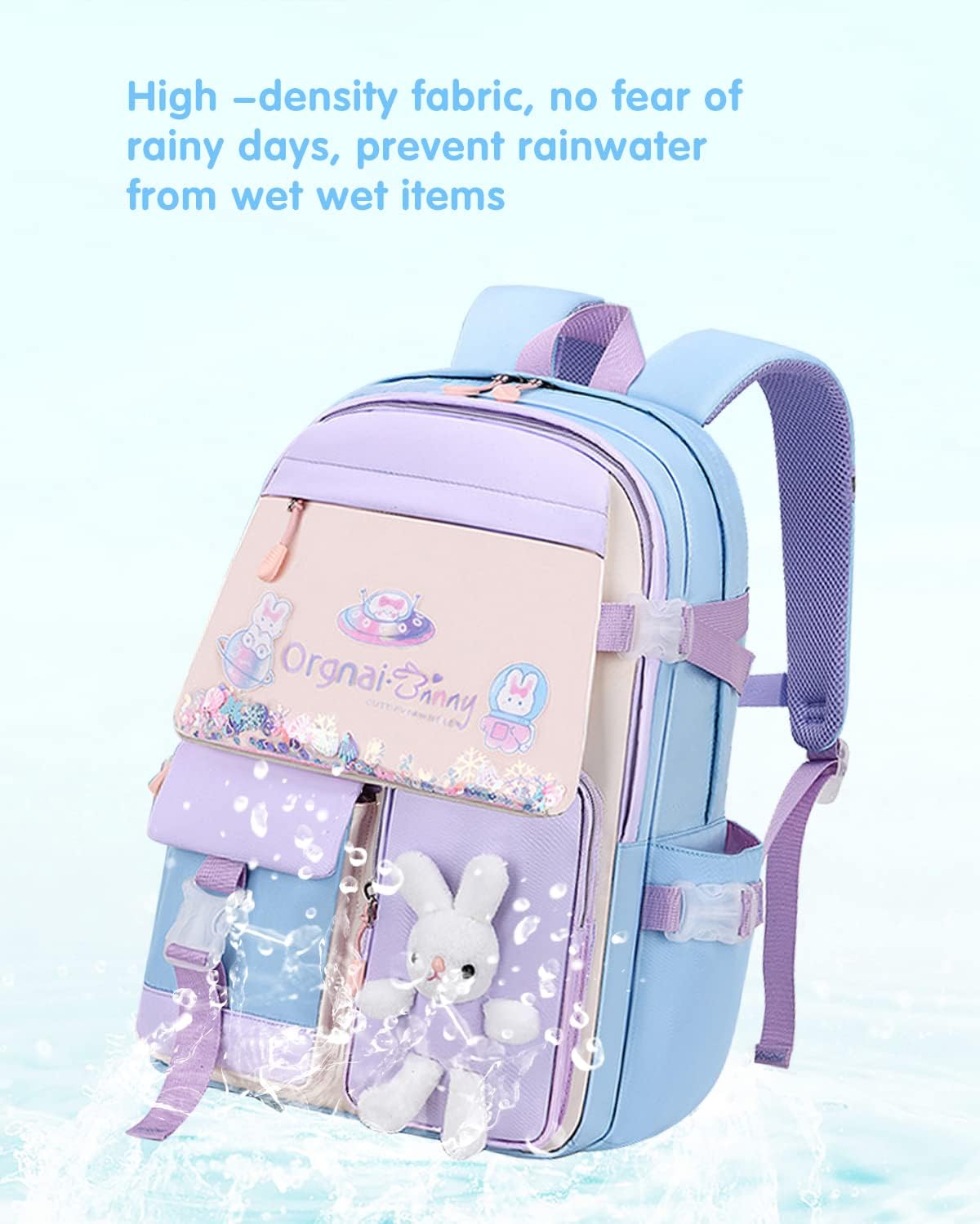 School Backpack for Girls, Lightweight Waterproof Cute Butterfly School Bookbag for Teen Kids Students Elementary (Butterfly Blue)