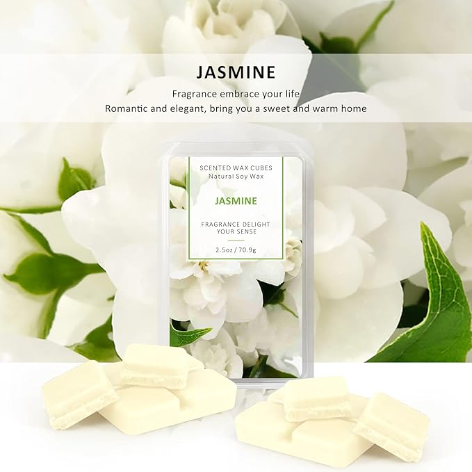 STRN Wax Melts Soy Wax Cubes 4 Pack Scented Wax Melts Warmer, Scented Wax Cubes for Warmers Soy Wax Cubes Candle Wax Melts, Rose, Lavender, Jasmine, Cherry (4 x 2.5oz)