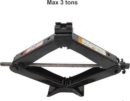 CFYUSEU Scissor Lift Jack Max 3 Ton Capacity with Jack Socket Drill Adapter, Lifting Jack Car Kit with WrenchLug Wrench for Car SUV MPV, Black, QJD-3-1
