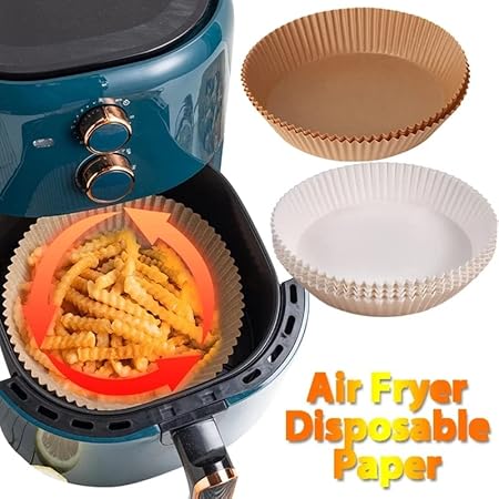 Air Fryer Disposable Paper Liner, Non-Stick Oil Resistant, Waterproof,Food Grade Baking Paper Baking Microwave Baking Paper (2 Colors) (Color : 25 Pcs Brown)