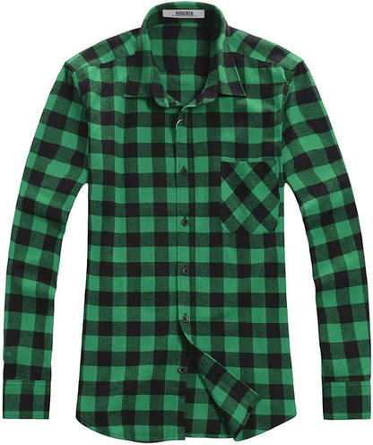 Men's & Boys' Long Sleeve Button Down Plaid Flannel Shirt