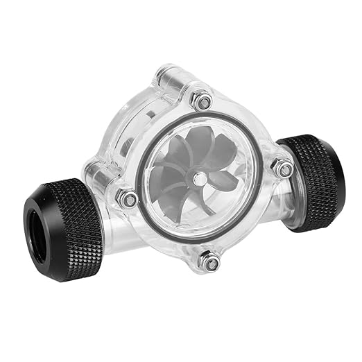 Water Flow Indicator, Water Cooling Flow Meter Indicator 8 Impellers Fan PC Computer Cooling System Revolving Speed Meter for Cooler Chiller G14" Fittings(Black)