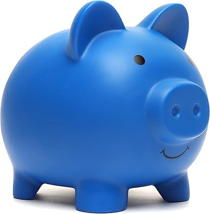 Cute Piggy Bank, Coin Bank for Boys and Girls, Children's Plastic Shatterproof Money Bank,Children's Toy Gift Savings Jar (Dark Blue)