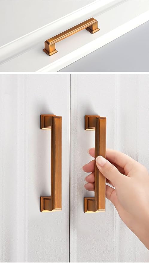 5 Inch Brushed Brown Square Cabinet Pulls, 5 Pack
