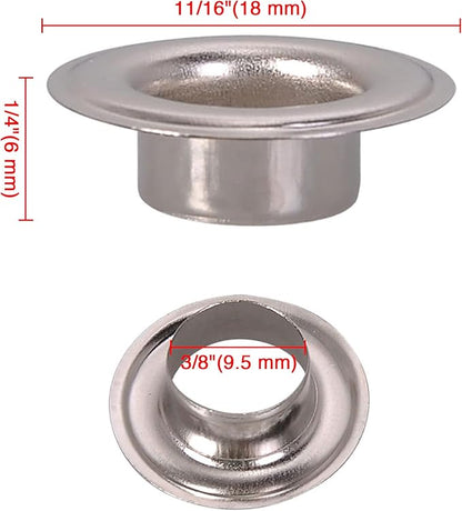 Yescom 1000 Sets of 38(9.5mm) Size 2 Nickel Finish Grommets  Washers Leather Bags Poster Banner Eyelets YES0378