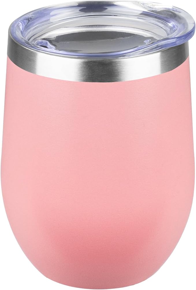 "Boss Lady" 12oz Wine Tumbler with lid, Stainless Steel Travel Mugs Stemless Double Wall Insulated Coffee Cup, Insulated Wine Glasses Travel Tumbler for Cold & Hot Drinks(Light Pink, 1)
