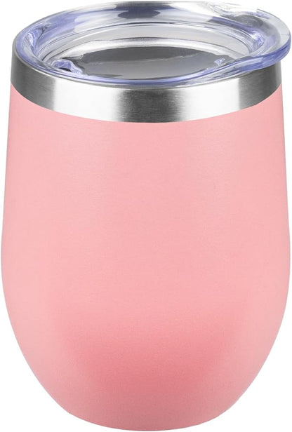 "Boss Lady" 12oz Wine Tumbler with lid, Stainless Steel Travel Mugs Stemless Double Wall Insulated Coffee Cup, Insulated Wine Glasses Travel Tumbler for Cold & Hot Drinks(Light Pink, 1)
