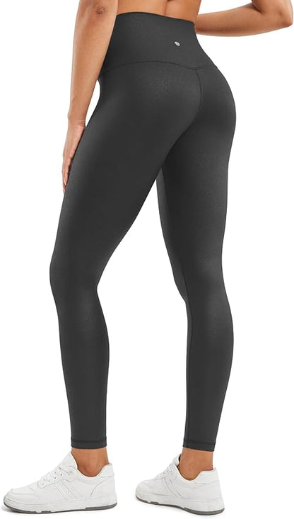 CRZ YOGA Butterluxe Womens Matte Faux Leather Leggings 28" - High Waisted Stretch Ankle Leather Pants Pleather Tights