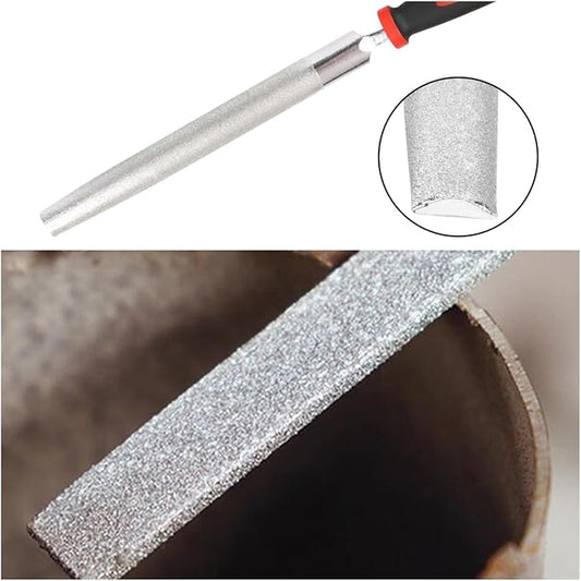 8 Inch Diamond Coated Round File Needle File with Non-Slip Rubber Handle for Metal Wood 120 Grit