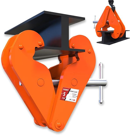 Orange Vertical Beam Clamp - 5 Ton (11000lbs) Capacity, 3.15-12.6Inch Opening Range, Heavy Duty Steel Clamp Tool