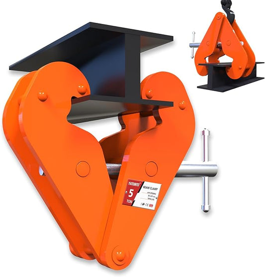 Orange Vertical Beam Clamp - 5 Ton (11000lbs) Capacity, 3.15-12.6Inch Opening Range, Heavy Duty Steel Clamp Tool