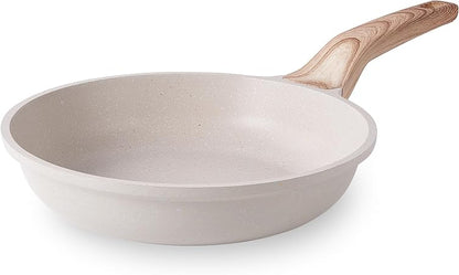 Caannasweis Nonstick Granite Frying Pan Skillet, Non Stick Omelette Fry Pans, Omelet Egg Pan, Stone Cookware Chef's Pan, Induction Compatible, PFOA Free (Beige, 11 Inch)