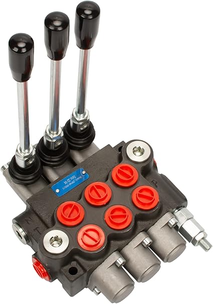 Hydraulic Tractor Loader Control Valve 3 spool, 11GPM SAE Ports Double Acting Hydraulic Directional Flow Control Valve wJoystick for Log Splitters, Tractors Loaders