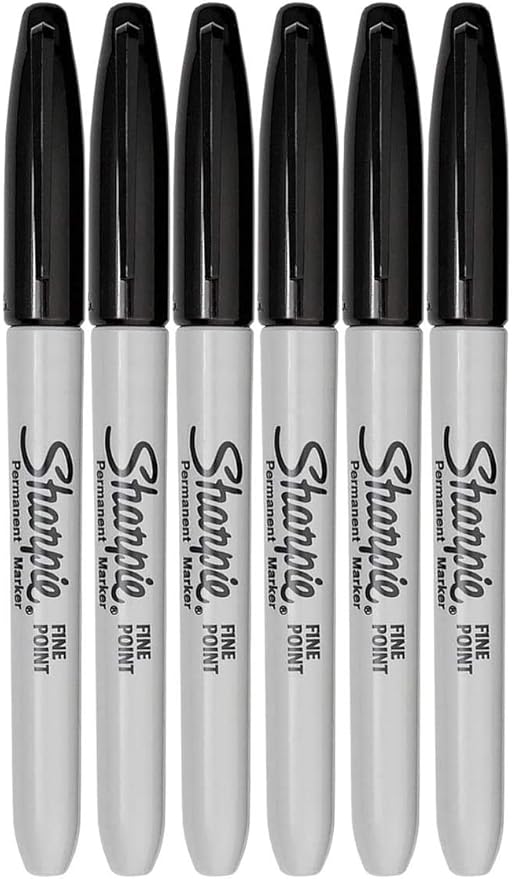 Sharpie Permanent Marker, Fine Point, Black Ink (Pack of 6) (3 Case(6 Pack))