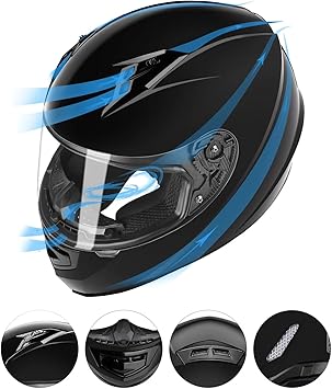 GLX GX11 Compact Motorcycle Helmet - Black, Small - Full Face w Tinted Visor, DOT Approved