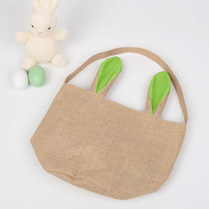 Egg Basket Holiday Rabbit Bunny Printed Canvas Gift Carry Eggs Candy Bag - HHmei Rabbit Bag, Rabbit, Rabbit Storage Bag (Green)
