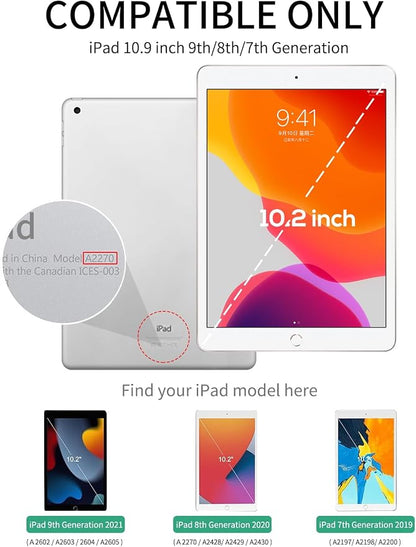 Case for iPad 9th/ 8th/ 7th Generation Case 10.2 Inch (2021/2020/2019 Release), Slim Trifold Clear Back Transparent Cover with Pencil Holder & Auto Sleep/Wake Cover,Bow Cherry Print