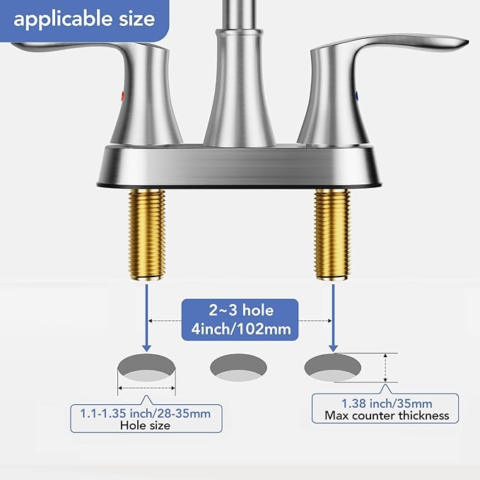 Phiestina 4 Inch 2 or 3 Hole Brushed Nickel Bathroom Sink Faucet RV Swivel 2 Handle Centerset Bath Vanity Faucet, with Water Supply line  Metal Pop-up Drain,TY36-BN