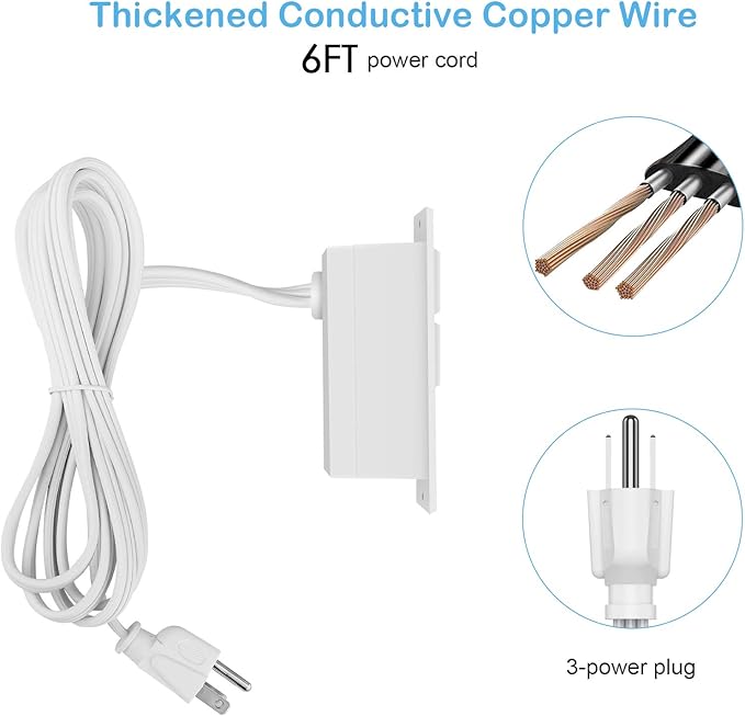 Furniture Recessed Power Strip, Recessed Desk Outlet with USB, in Conference Desk Recessed Power Outlets Socket, Desktop Power Grommet.
