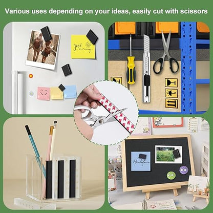 Magnetic Strips with Adhesive Backing, Strong Magnet Tape for Crafts, DIY Projects, and Organization, Flat Package (8 PCS, 6.3''x1''x0.118'')