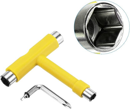 PATIKIL All-in-One Skate Tool, Multi-Function Portable Skateboard Tool T Tool Wrench with L-Type Cross Head Screwdriver