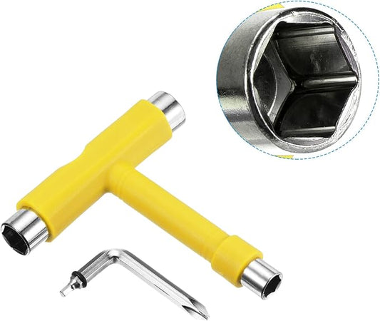 PATIKIL All-in-One Skate Tool, Multi-Function Portable Skateboard Tool T Tool Wrench with L-Type Cross Head Screwdriver