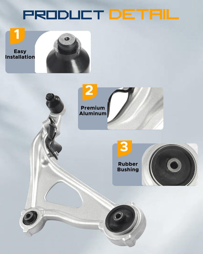 6Pc Front Lower Control Arm Kit Fit for Nissan Pathfinder 2013-2019 Fit for Infiniti QX60 2014-2019 / JX35 2013, Ball Joints, OE K623063 K750094 K750095 K623064 ES801265 ES801266
