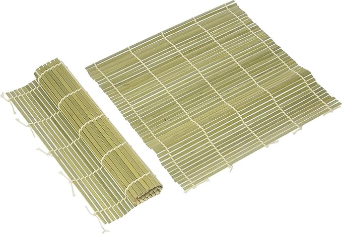 AKOAK 1 Pack Sushi Roll Mat, Professional Non-stick Bamboo Sushi Roll Mat, Multifunctional Kitchen DIY Sushi Mat Tool, 9.5 ", Natural Bamboo