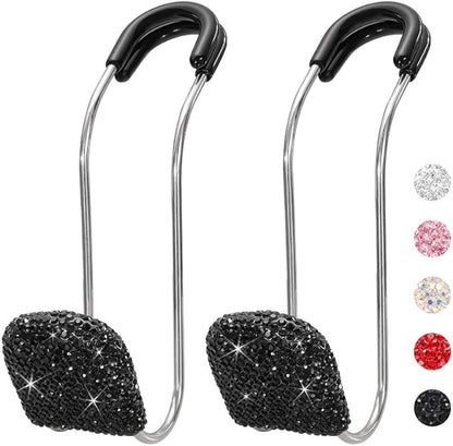 SAVORI Car headrest hooks, universal rhinestone car accessories for car rear seat, metal head hanging organizer, holder for