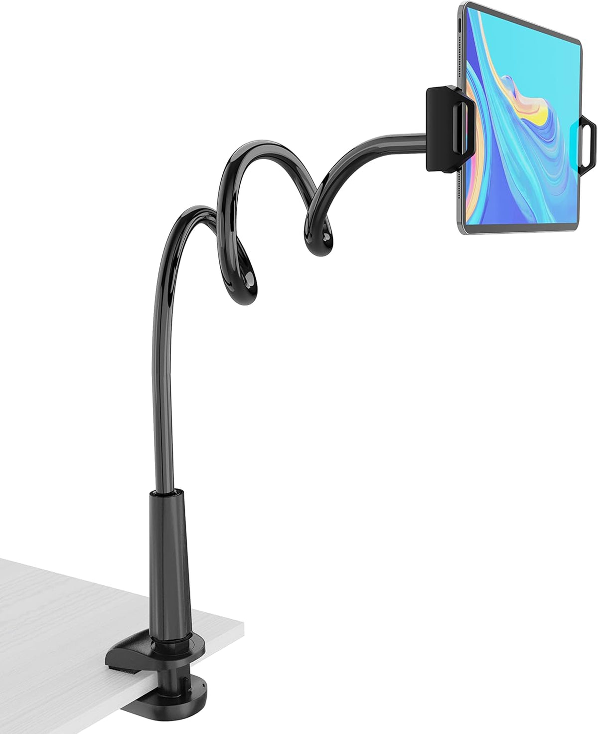 Tablet Stand Holder, Mount Holder Clip with Grip Flexible Long Arm Gooseneck Compatible with ipad iPhone/Nintendo Switch/Samsung Galaxy Tabs/ Kindle Fire HD - Black