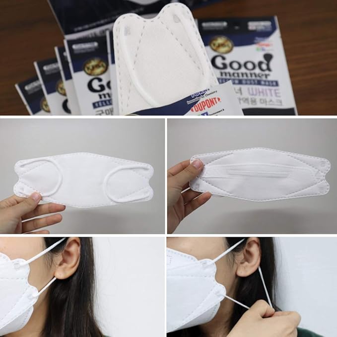 (10 Count) Good Manner KF94 Protective Face Safety Mask (White) Made in South Korea