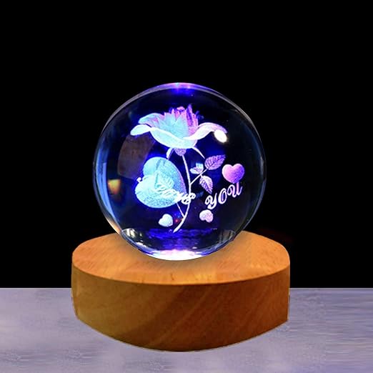 2Pcs 4" Wood LED Display Base, Multicolor Round Display Base Stand +Square Warm Colr Wooden Lighted Display Base for Crystal Glass Resin Art