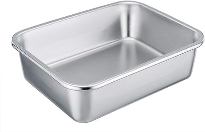 TeamFar Rectangular Cake Pan Brownie Pan, Stainless Steel Lasagna Casserole Baking Pan, 8x10x3, Rust Free  Non Toxic, Easy Clean  Dishwasher Safe