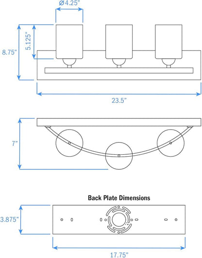 Nuk3y Modern Bathroom Vanity Light Fixture with Light Globe Brushed Nickel (Satin Nickel, 3 Lights)