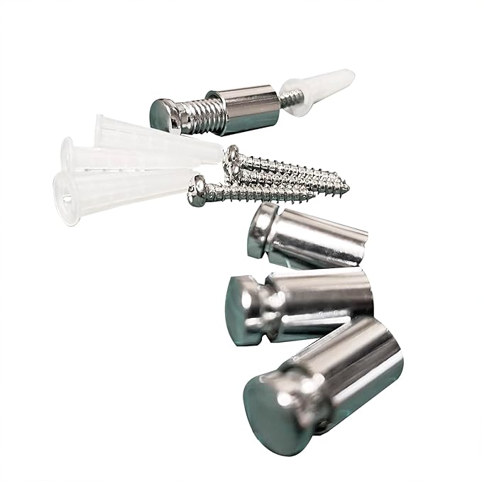 FixtureDisplays 4 PCS 12" Nomininal (716" Actual) X 1316" Sign Standoff Screws Wall Standoff Mounts Glass Acrylic Advertising Nails 19741-Stand Off-NPF