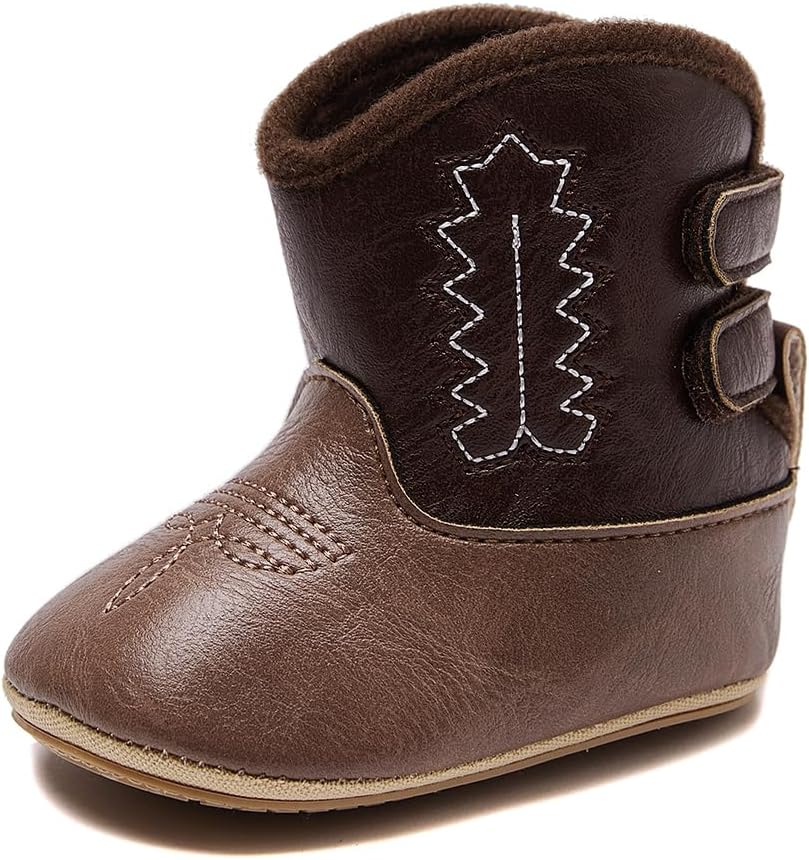 Baby Cowboy Boots Western Boots Toddler Cowboy Bootie Soft Sole Non-Slip Crib Shoes for Infant Boys Girls0-18 Months