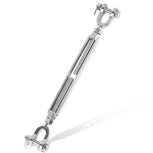 Turnbuckle 38 M10 304 Stainless Steel Turnbuckle, 3200 lbs Working Load Limit, Jaw and Jaw Turnbuckles for Cables Wire Tensioner, Turnbuckle for Shade Sail, Yard Zipline