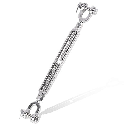 Turnbuckle 3/8 M10 304 Stainless Steel Turnbuckle, 3200 lbs Working Load Limit, Jaw and Jaw Turnbuckles for Cables Wire Tensioner, Turnbuckle for Shade Sail, Yard Zipline