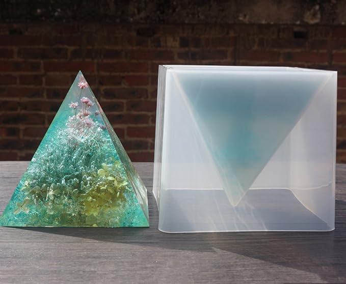 Large DIY Pyramid Resin Mold Set, Big Silicone Pyramid Molds, Jewelry Making Craft Mould Tool, 15cm5.9", 2 x Inner Silicone Molds, 1 x Outter Shell
