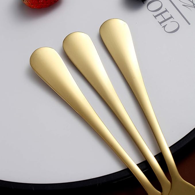Gold Dinner Forks of 4, Berglander 7.9" Stainless Steel Titanium Shiny Gold Plating Fork Set, Forks And Spoons Silverware, Golden Table Forks Set Sturdy And Dishwasher Safe