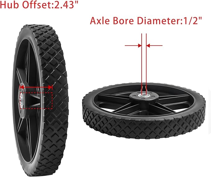 Parts Camp 12" Lawn Mower Wheels Kits 12 x 1.75'' Spoked Plastic Wheel and Tire For Push Mower WheelPressure WasherGarden CartAir CompressorWheelbarrowHandtruckGeneratorDolly Tires (Set of 2)