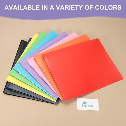 PATIKIL Pocket Folders with Prongs, 12 Pcs Heavy Duty Plastic Pocket Folders with 3 Fasteners Fit Letter Size Paper for Resume Documents Files Letters, Yellow