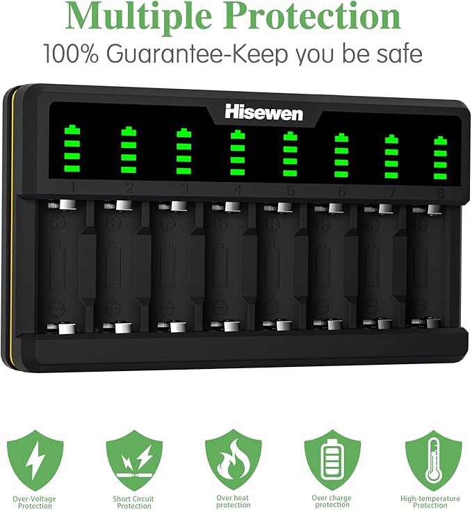 Arlo Battery Charger for CR123A Rechargeable Battery, 8 Bays CR123a Battery Charger Compatible with Arlo Wireless Cameras VMC3030 VMK3200 VMS3330 3430 3530 and Flashlight (Not Included Batteries)